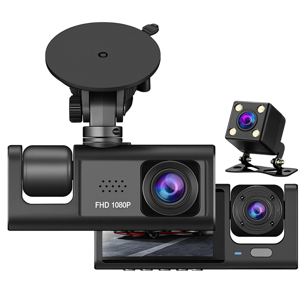 Miniatura 4 de Cámara Carro Dash Cam 1080p Hd 3 Lentes